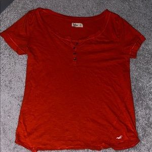 RED HOLLISTER BUTTON SHIRT